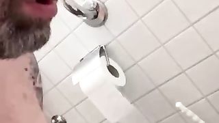 Me licking clean a public toilet