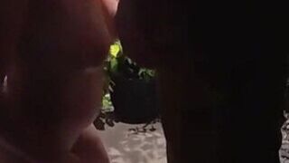 Cowgirl Strips and Sucks Cock Outside