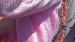 Artemisia Love Flashing Her Juicy Big Tits for You in the Car