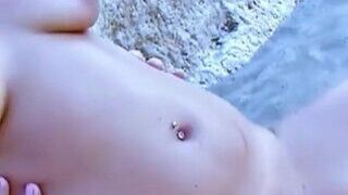 Sexy skinny Latina teen Dolce fucked by her stepbrother on the beach