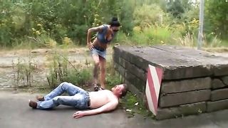 Piss and scat at the side of the road