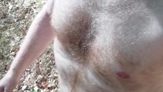 encage57 walking nakd in forest