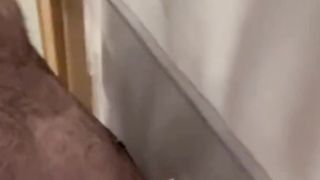 My huge cock sucked in a glory hole