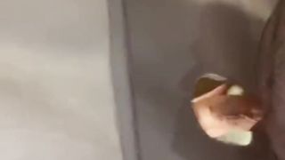 My huge cock sucked in a glory hole