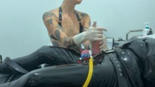 Electro Needles Sounding Full Latex CBT Session with Mistressae