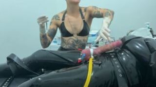 Electro Needles Sounding Full Latex CBT Session with Mistressae
