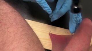 Hammering His Balls to the Wood Board Fucking That Dick Pissing