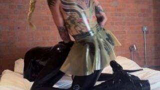 Latex Doll Pegging Space Bug on White Sheets ft Mistressae by Mi