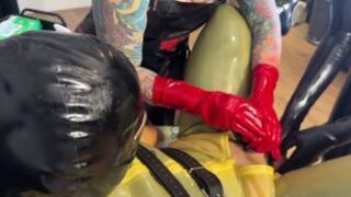 POV Latex Gloves Double Domme Hand Job Edging Tease with Electro