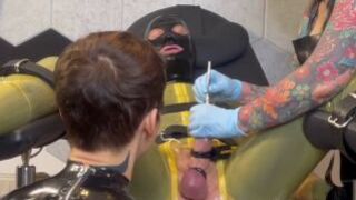 Sounding and Anal Stretching Double Domme in Latex with Madame L