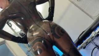 Solo 2 Showcasing Translucent Latex Outfit and Hankeys Toys Stra