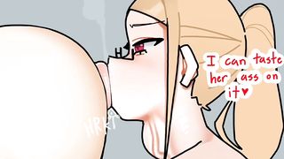 2 girls horsing around the glory hole
