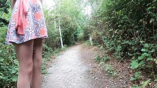 Cunt weights sticking out from under skirt